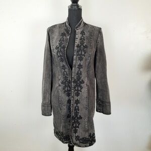 Elegant Black Embroidered Women's Coat
